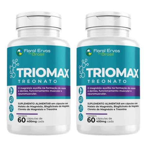 Triomax 120 Cápsulas Treonato Magnésio Dima lato Cloreto PA Quelato