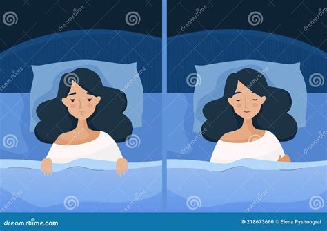 Sleepless Girl Suffers From Insomnia Sleep Disorder Sad Tired Woman Lying In Bed With Open