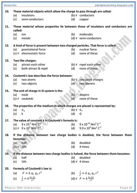 Grade Electricity And Circuits Mcq