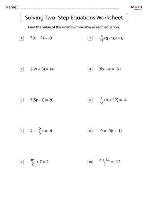 Solving 2 Step Equations Worksheet29 Pdf