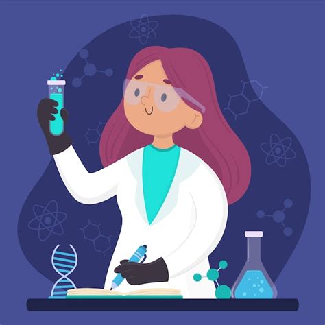 Free Vector Female Scientist Hand Drawn Illustration