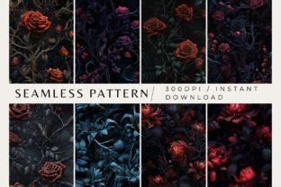 Gothic Floral Seamless Pattern Set Graphic By Inknfolly Creative Fabrica