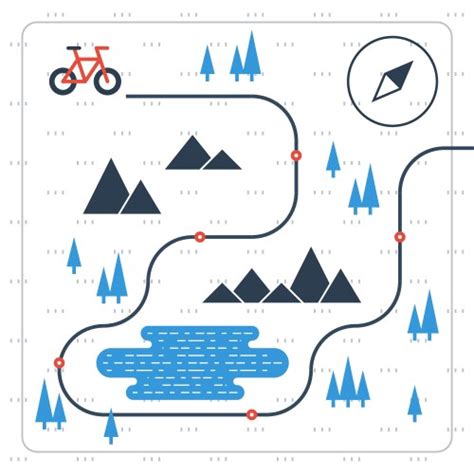 Bike Route Map Cycling Trip Road Country Path Vector Image