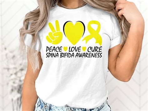 Spina Bifida Awareness Svg Png Peace Love Cure Svg Yellow Etsy