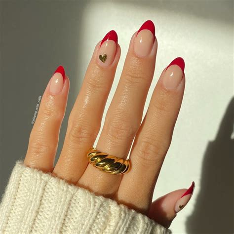 Red Tip Almond Nails