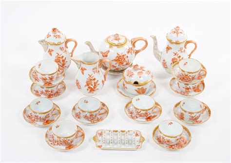 Herend Hand Painted And Gilt Decorated Glazed Porcelain Coffee Set