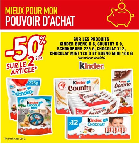 Promo Les Produits Kinder Bueno X 6 Country X 9 Schokobons 225 G