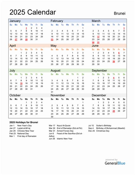 Brunei Calendar Public Holiday Nerta Florinda