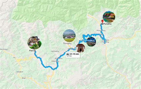 Punakha Maps Of Location Sightseeing Hotels Transfer