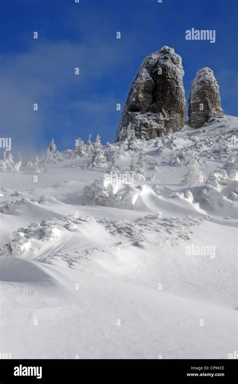 Winter scene on a mountain Stock Photo - Alamy