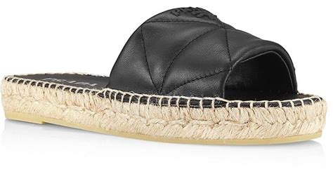 Prada Calzature Donna Quilted Leather Espadrille Slides In Black Lyst