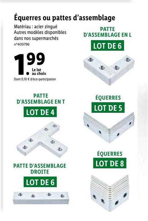 Promo équerres Ou Pattes Dassemblage Chez Lidl Icataloguefr