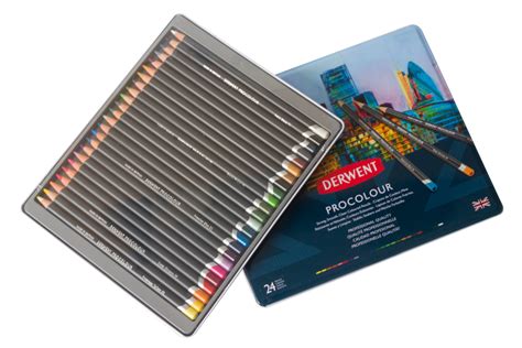 farbstifte.net - Derwent Procolour | Metalletui mit 24 Künstlerfarbstiften