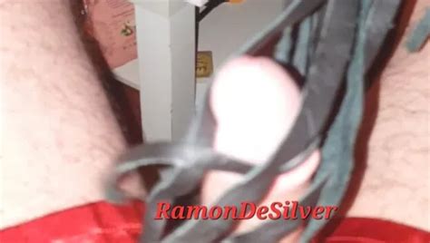 Master Ramon Massages Spits And Jerks Off His Divine Cock And Watches Sm Video In Hot Red Satin
