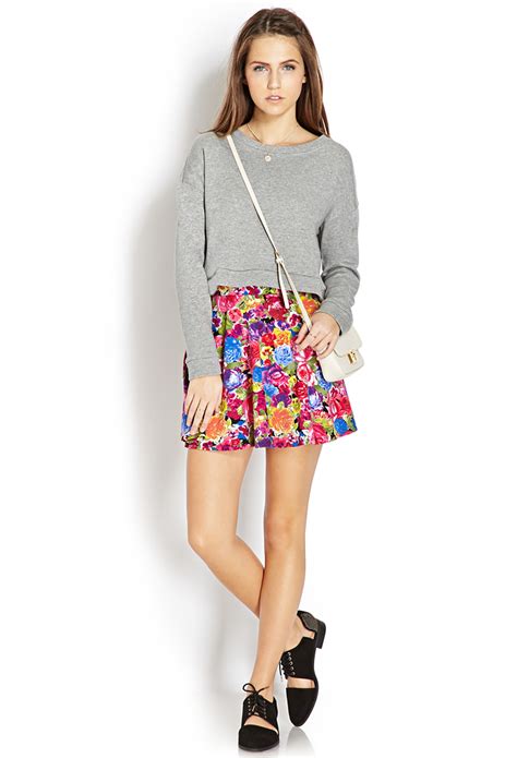 Lyst Forever 21 Vibrant Floral Skater Skirt