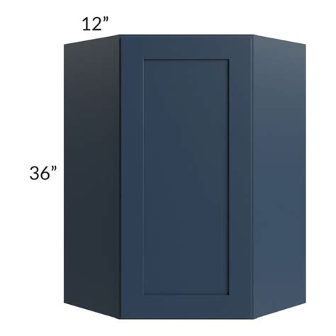 Midtown Blue Shaker X Diagonal Corner Wall Cabinet The Rta Store