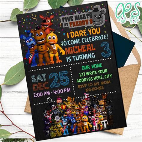 Fnaf Birthday Invitation Template To Print At Home Diy Custompartyshirts