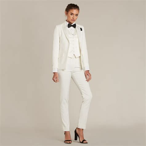 womens pearl white tuxedo suits accessories collection