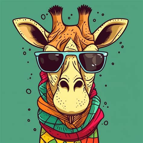 Premium AI Image A Close Up Of A Giraffe Wearing Sunglasses And A