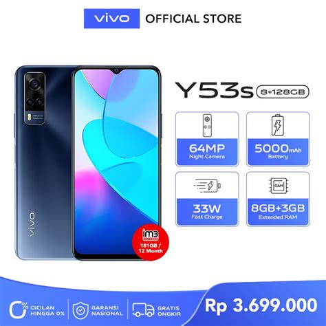 Jual FREE GIFT Vivo Y53s 128GB 8 3GB Extendable RAM Helio G80