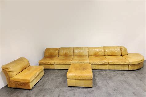 Vintage Modular Leather Sofa By Laauser S