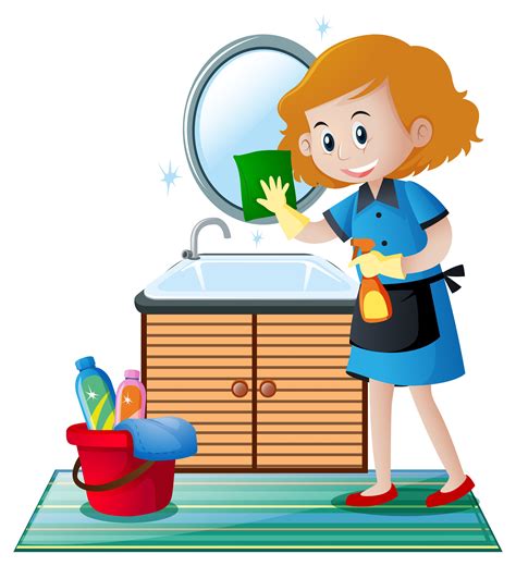 Kids Cleaning Bathroom Clipart