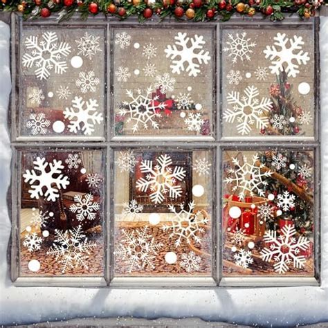 Amazon Christmas Window Clings Stickers White Snowflake Stickers