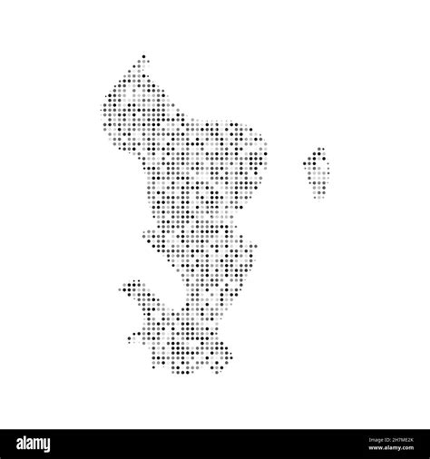 Abstract Dotted Black And White Halftone Effect Vector Map Of Mayotte