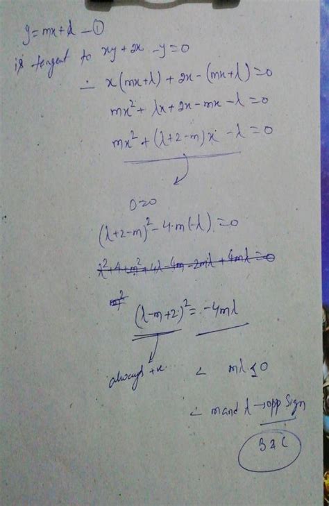 If The Line Y M X Lambda Where M And Lambda Are