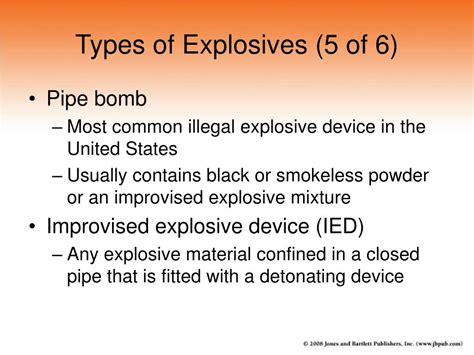 Types Of Explosives List