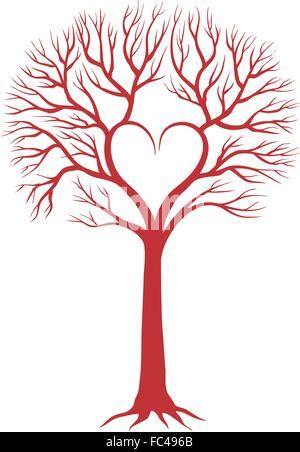 Vector Illustration D Un Valentin Arbre Avec Des Coeurs Rouges Et Des