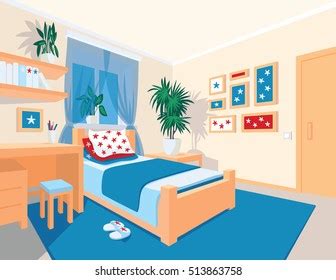 Colorful Interior Bedroom Flat Cartoon Style Stock Vector (Royalty Free) 513863758 | Shutterstock