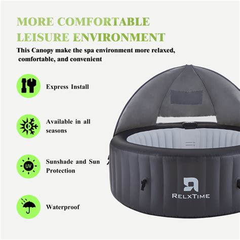 RELXTIME Hot Tub Canopy Shelter Sun Shade Outdoor Canopy With Mesh Windows Windproof For