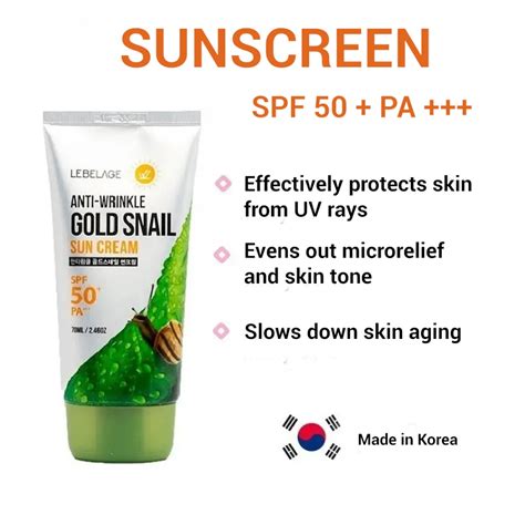 Jual Lebelage Anti Wringkle Gold Snail Sun Cream Ml Shopee Indonesia