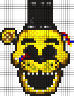 Fnaf Golden Freddy | Hama beads design, Perlemønstre, Skitsering