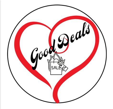 a heart shaped sticker with the words good deal on it