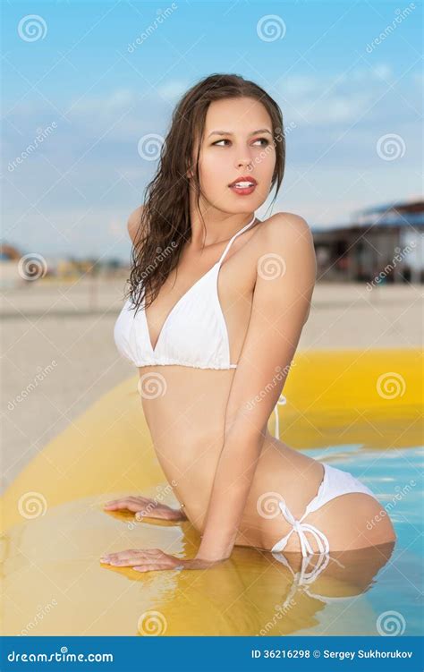 Pretty Alluring Brunette Stock Photo Image Of Girl Beachwear 36216298