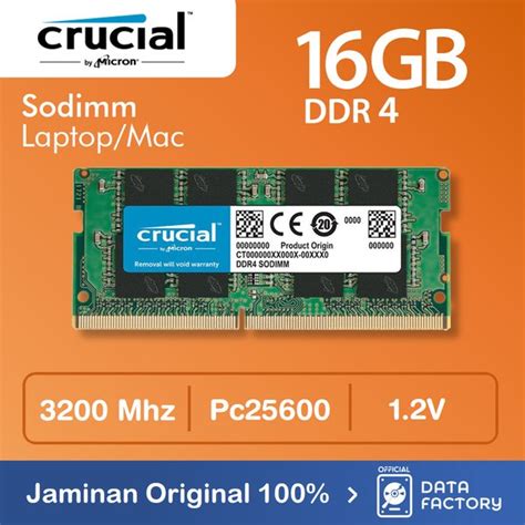 Jual RAM LAPTOP CRUCIAL DDR4 16GB PC25600 3200Mhz SODIMM NOTEBOOK