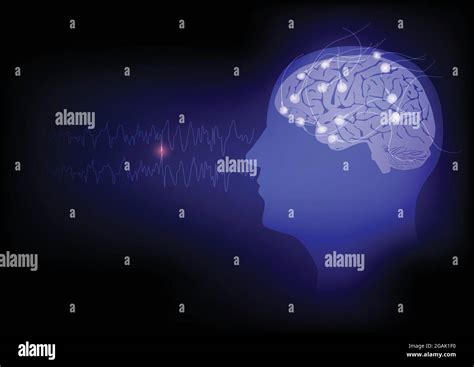 Illustration Of Human Brain And Electroencephalography Or EEG Recording