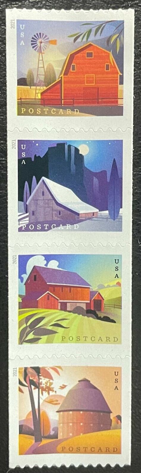 Scott Postcard Rate Barns Coil Strip Of