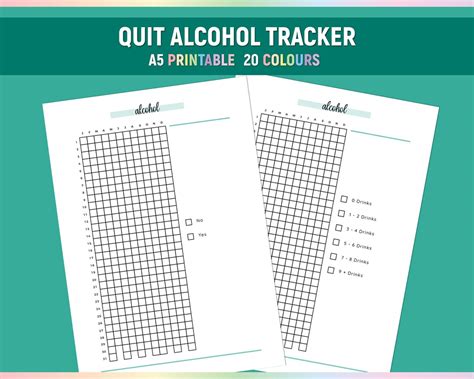 A5 Quit Alcohol Tracker Printable Sobriety Journal Simple Staying