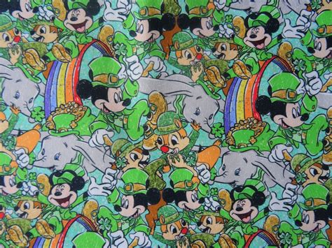 Disney Mickey Mouse St Patricks Day St Patricks Cotton Fabric 59 Inch