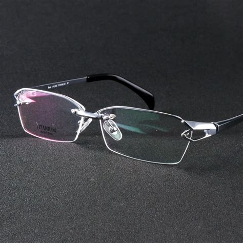 Pure Titanium Half Rim Eyeglasses Frame Unique Designer Men Glasses