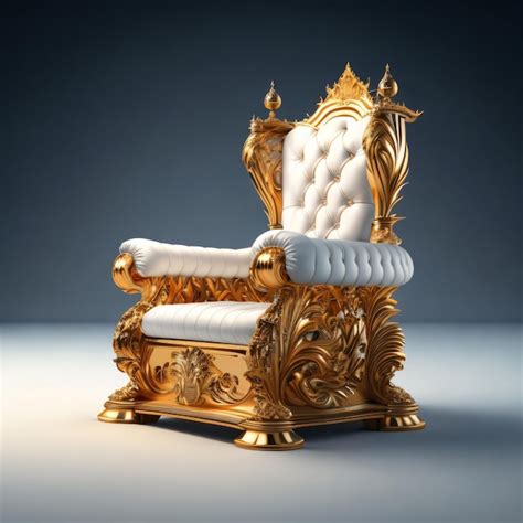 Premium Ai Image A Gold Throne With White Leather Upholstery And