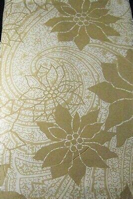 Happy Holiday Christmas Poinsettia Vinyl Tablecloths 60 Round Gold EBay