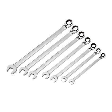 Professional SAE Ratcheting Combination Wrench Set 7 Piece