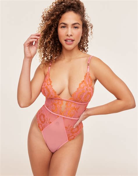 Calissa Medium Pink Lace Bodysuit Adore Me