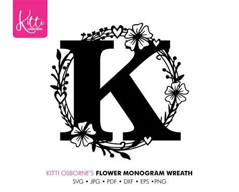 Monogram Frame Letter K Paper Cut Template Machine Cutting Svg Etsy