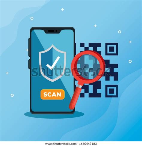 Scan Qr Code Smartphone Magnifying Glass Stock Vector Royalty Free