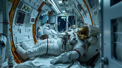 Premium Photo | Astronaut sleeping in floating position